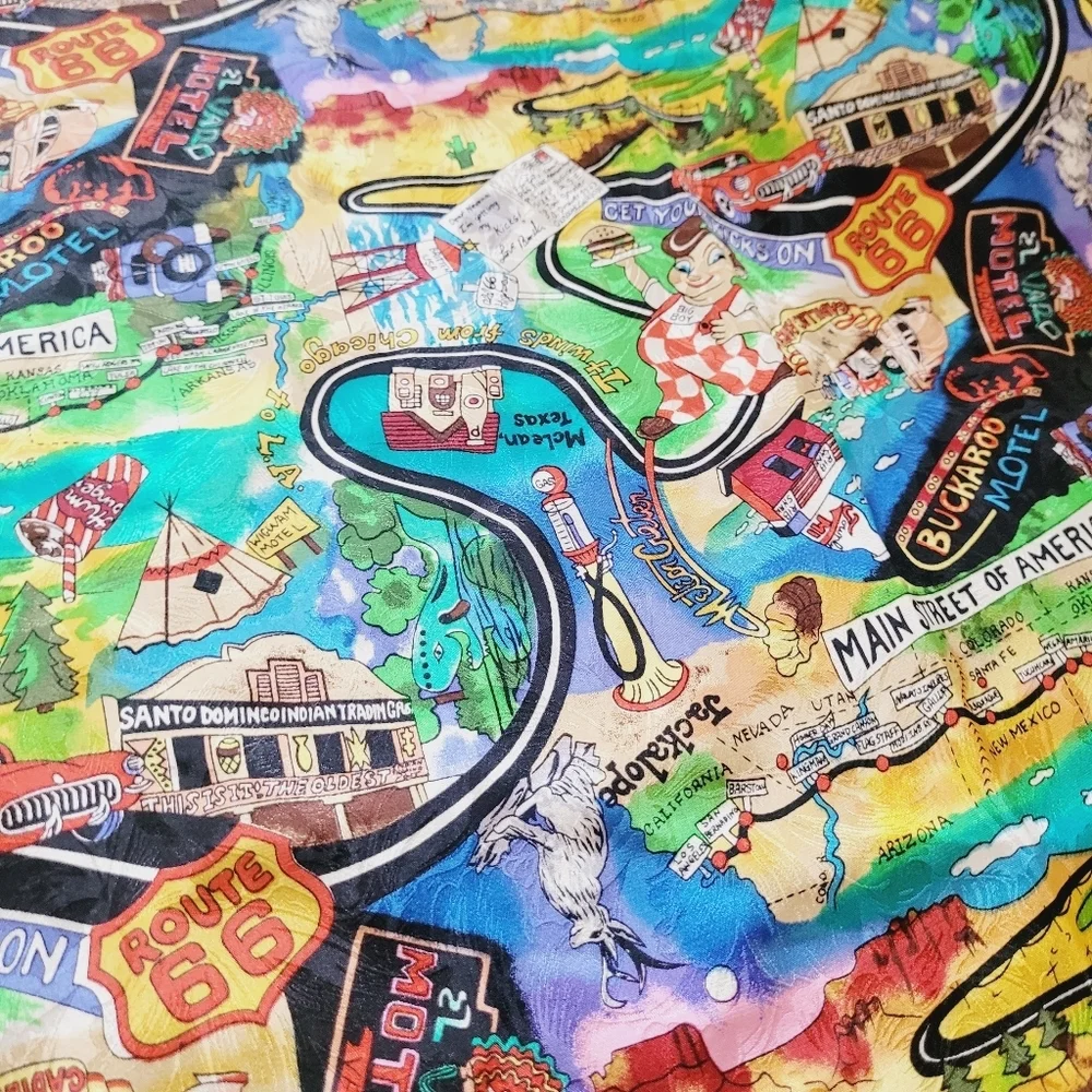 Ultra Rare Nicole Miller Route 66 oversized Silk Scarf Vintage 1991 - Picture 8 of 12